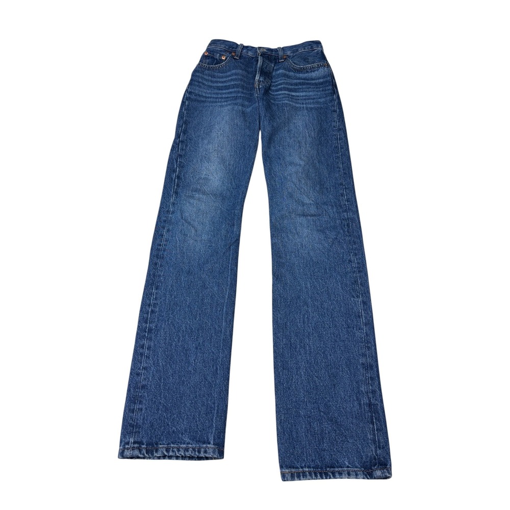 Levis Premium Big E 501 Original Straight Leg Jeans Womens W23 L32 Wash Cotton